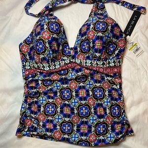 La Blanca Colorful Geometric Halter Top